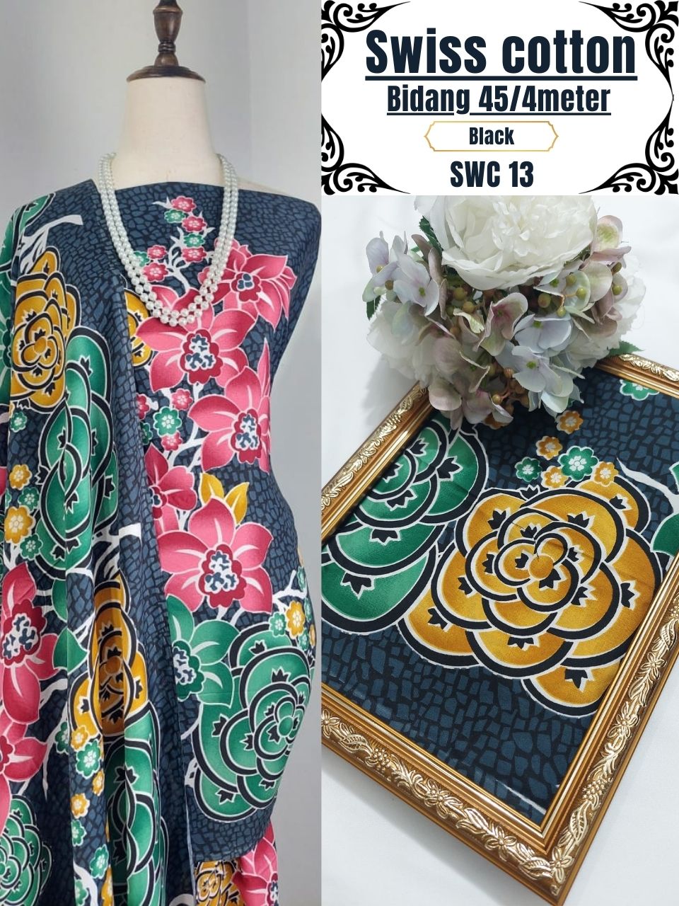 Swiss Cotton Kain Pasang 4m | Kain Sejuk & Tidak Jarang | Bidang 45