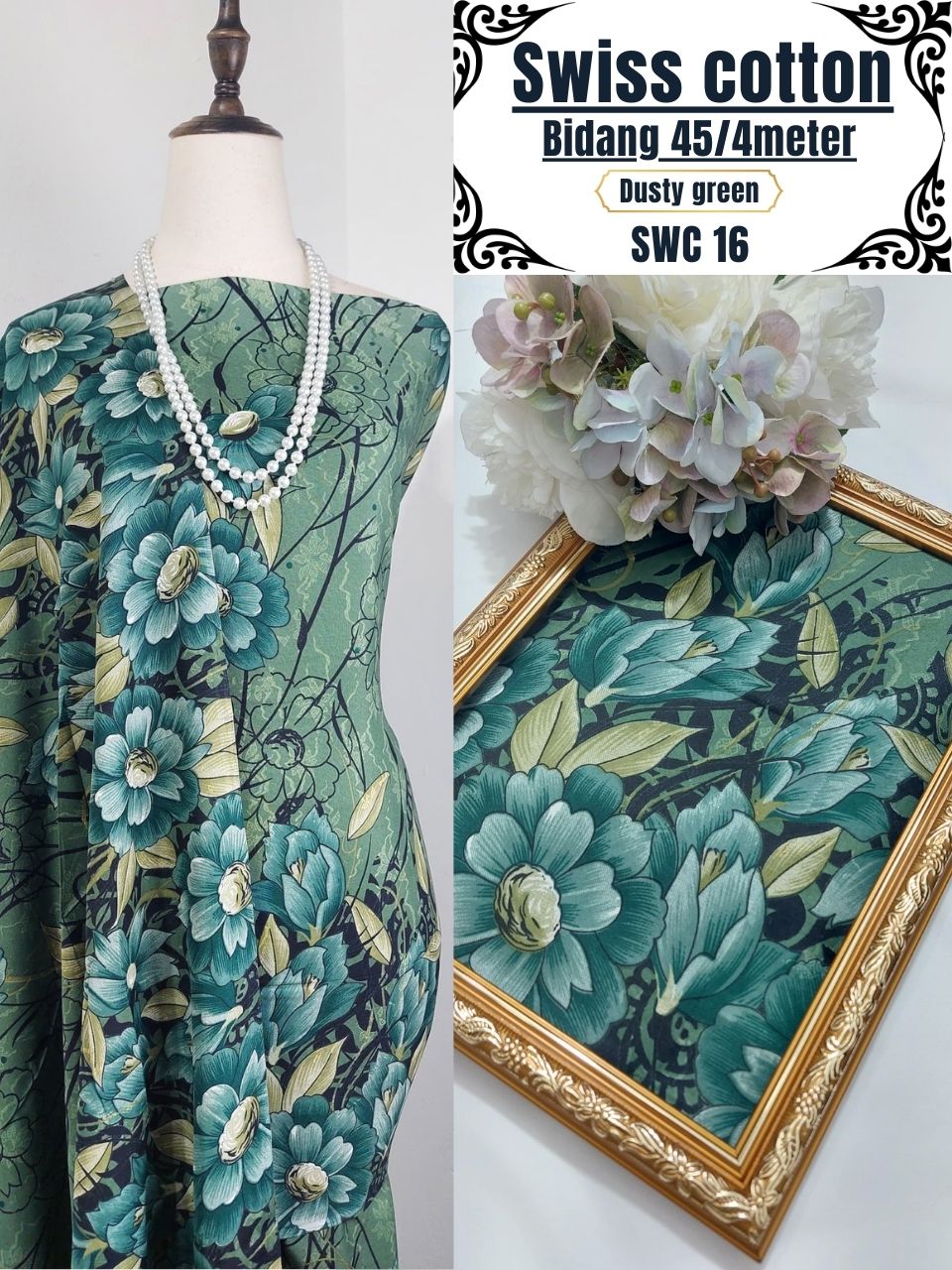 Swiss Cotton Kain Pasang 4m | Kain Sejuk & Tidak Jarang | Bidang 45