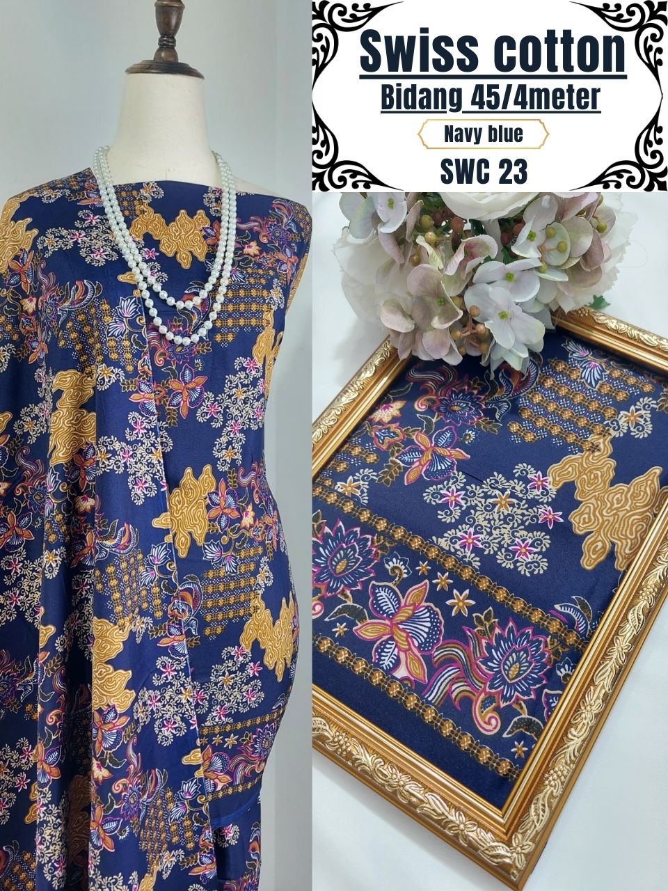 Swiss Cotton Kain Pasang 4m | Kain Sejuk & Tidak Jarang | Bidang 45