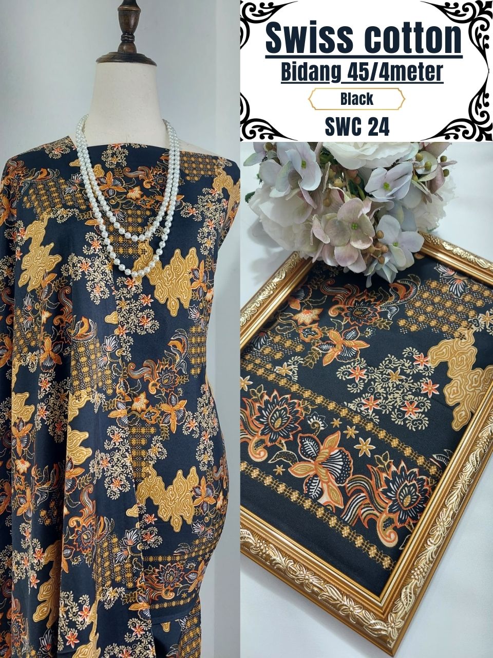 Swiss Cotton Kain Pasang 4m | Kain Sejuk & Tidak Jarang | Bidang 45