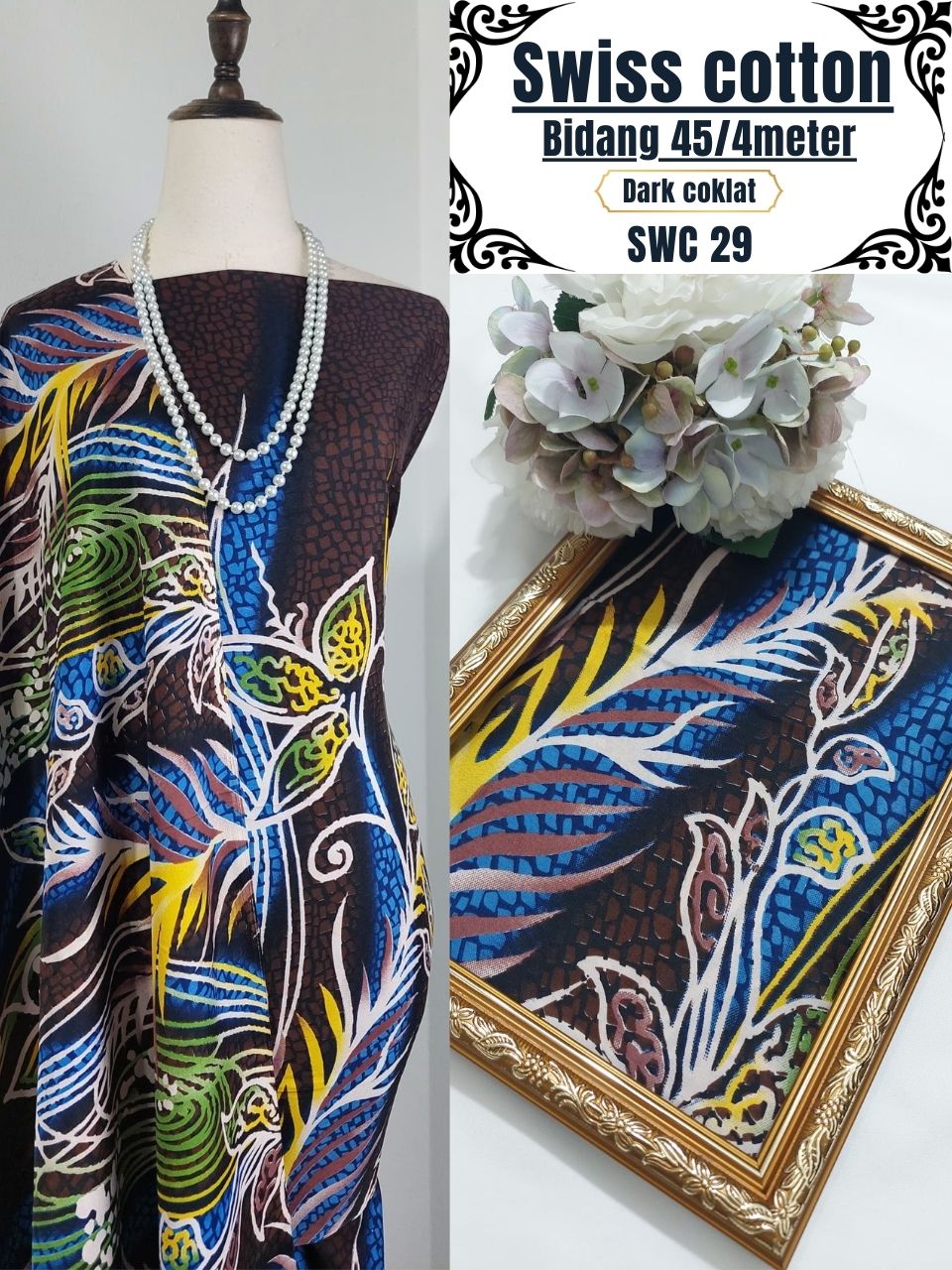 Swiss Cotton Kain Pasang 4m | Kain Sejuk & Tidak Jarang | Bidang 45