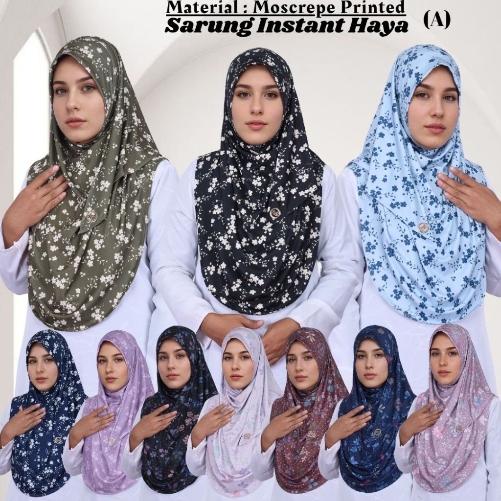 Tudung Instant Haya ā Material Moscrepe, Free Size