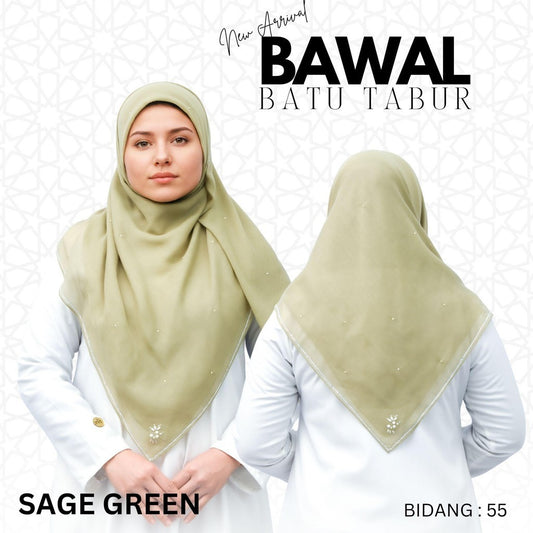 Exclusive Bawal Batu Tabur Bidang 55 - Premium Bawal Cotton with Exclusive Stone Detailing